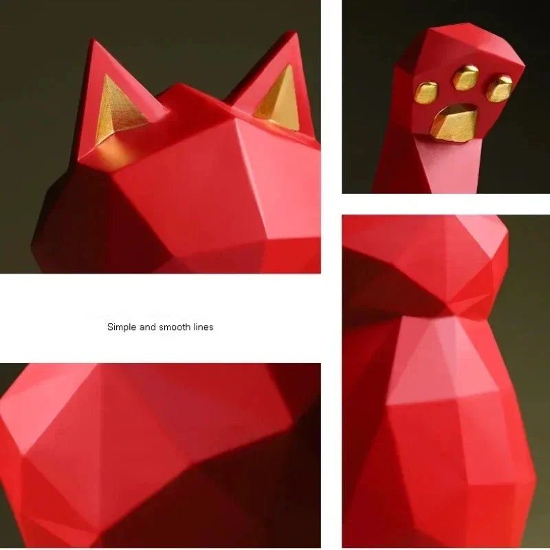 Nordic Minimalism Geometry Lucky Cat Statues