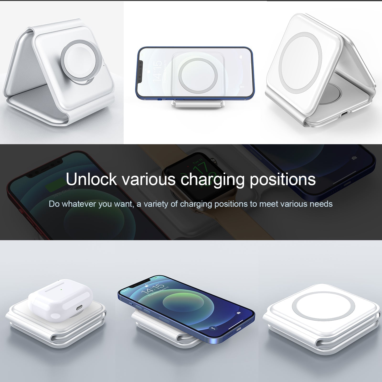 3in1 Foldable Wireless Charging Pad