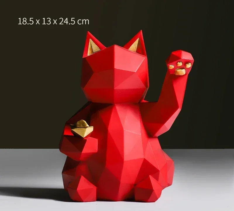 Nordic Minimalism Geometry Lucky Cat Statues