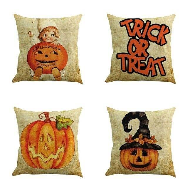 Halloween Pumpkin and Witch Printed Pillow Cases