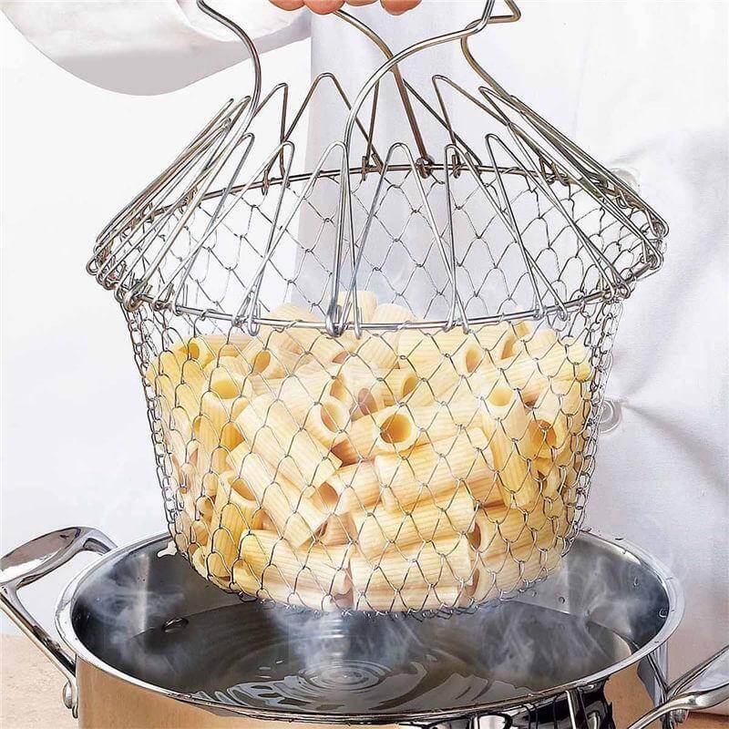 Multifunctional Stainless Steel Folding Deep Fry Drainer Basket