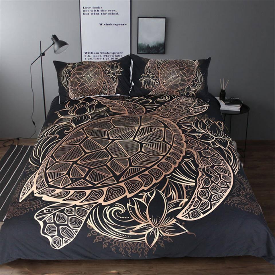 Luxury Turtles Golden Tortoise Comfortable Duvet Cover Bedding Set