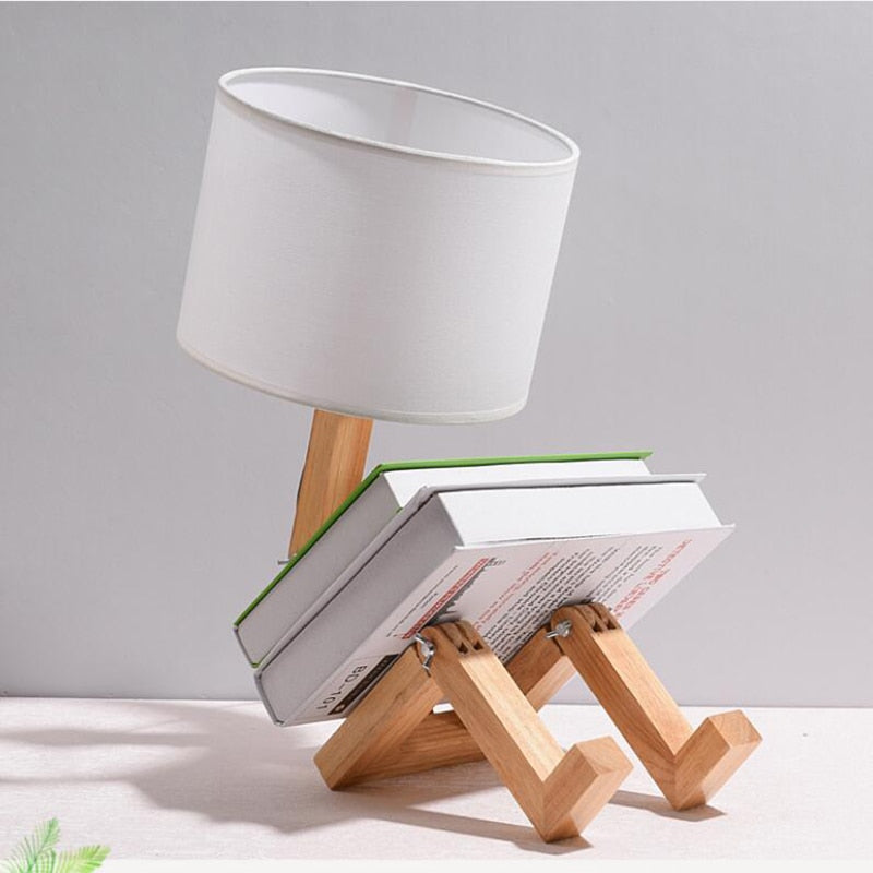 Thinker Wooden Robot Modern Night Lamp