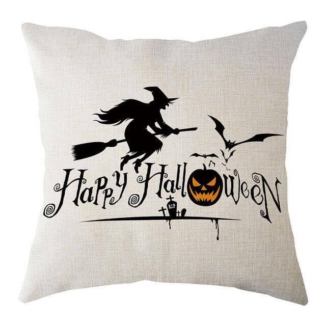 Halloween Pumpkin and Witch Printed Pillow Cases