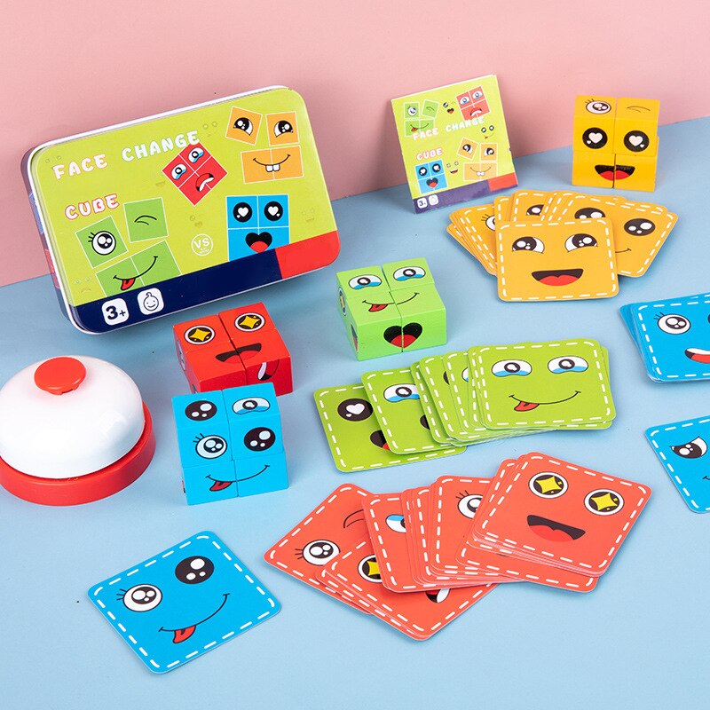 Expressive Face Montessori Cube Game