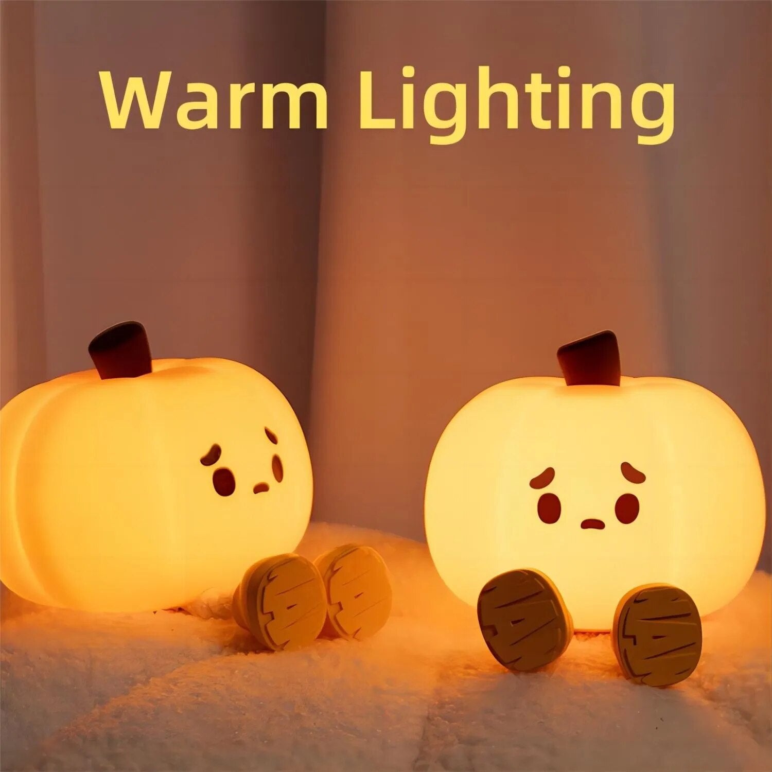 Sad Pumpkin Touch Sensor Lamp Decor