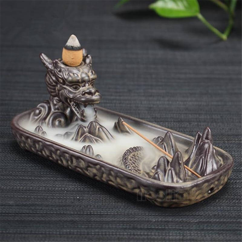 Ceramic Dragon Censer  Smoke Backflow Incense Burner