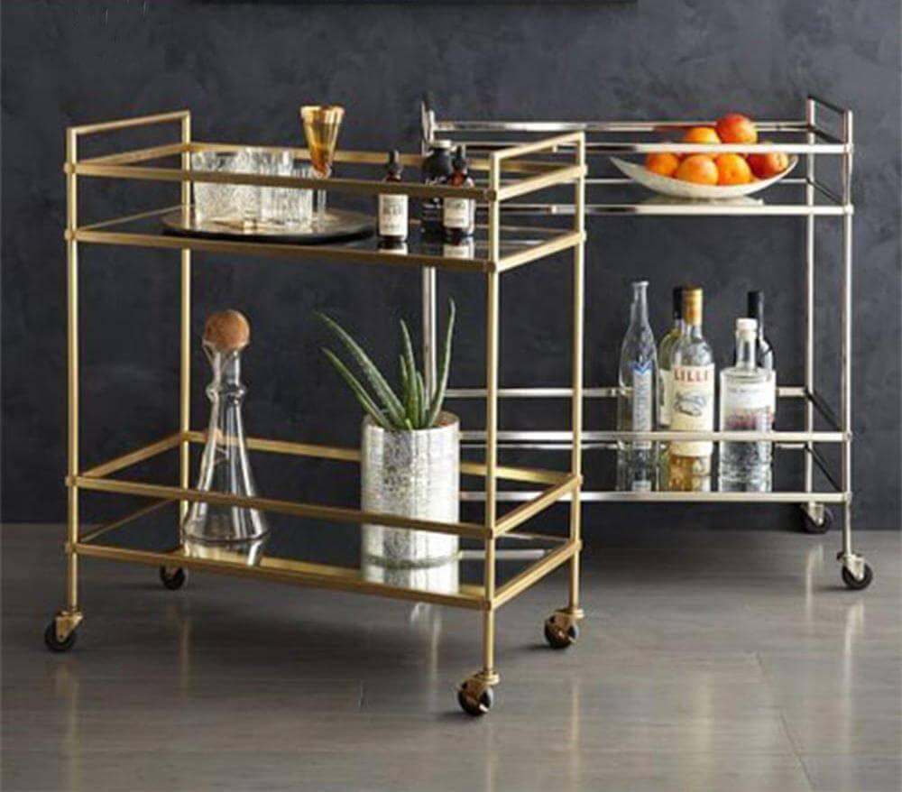 Designer Style Stainless Steel Gold Silver Dinner Side  Table Organizer