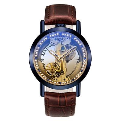 Crystal Mechanical Transparent Leather Watch