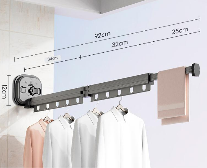 Easy Hang Wall-Mounted No-Punch Retractable Laundry Rack