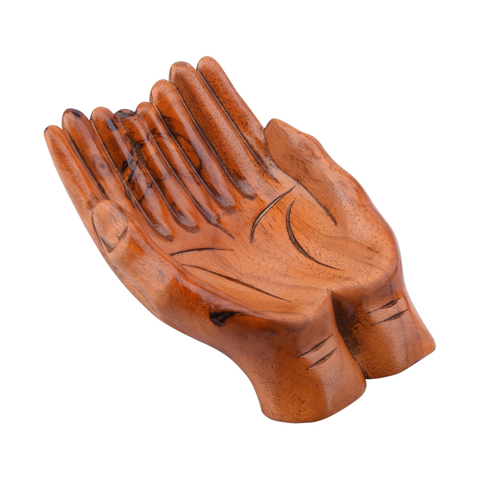 Giving Praying Wooden Carved Hands Candy Holder Home Decor