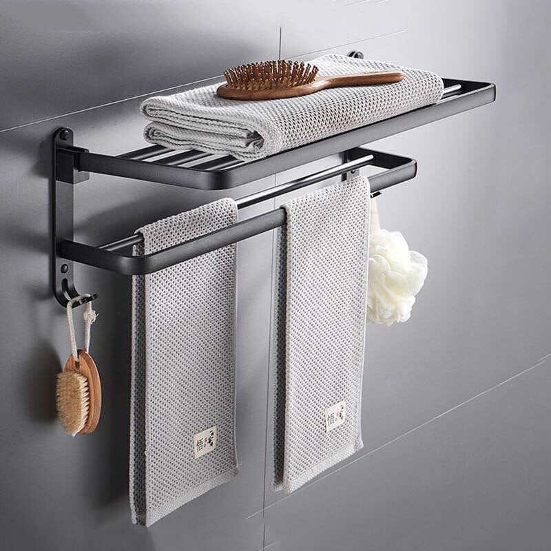 Easy Organizer Bathroom Aluminum Foldable Towel Rack