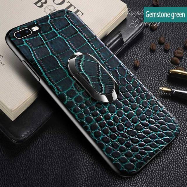 Snake Texture Leather iPhone Case with Ring Support