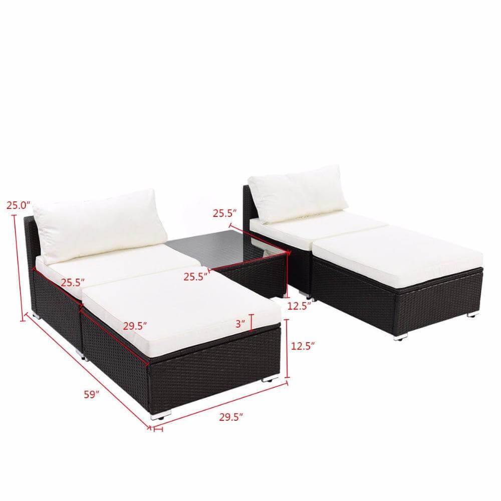 Modern 5 PC Patio Sectional Lounge Furniture