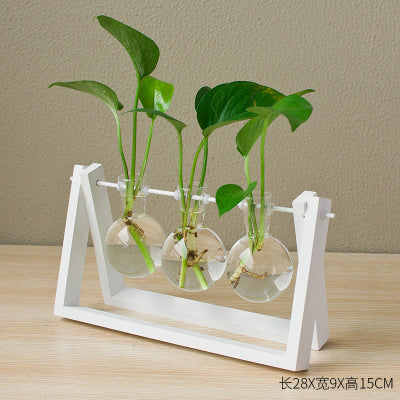 Decorative  Wooden Vase With Wooden Tray