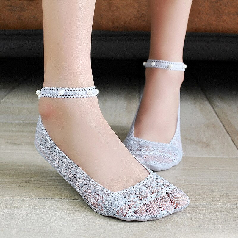 Pearl Lace Anti-slip Comfy Invisible Socks