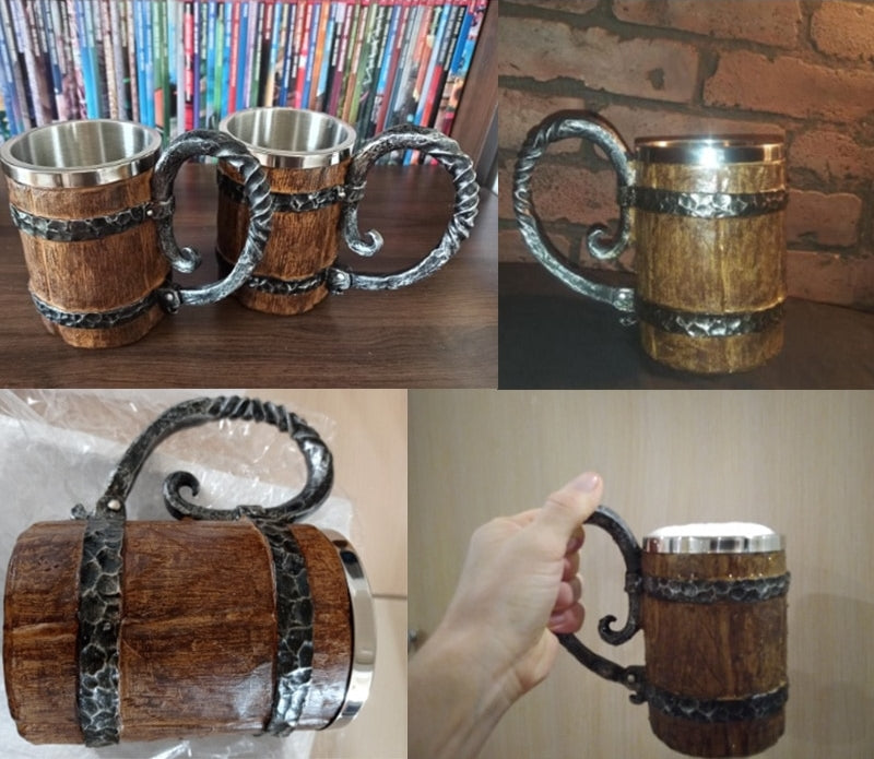 Ancient Time Stainless Steel Wooden Mug