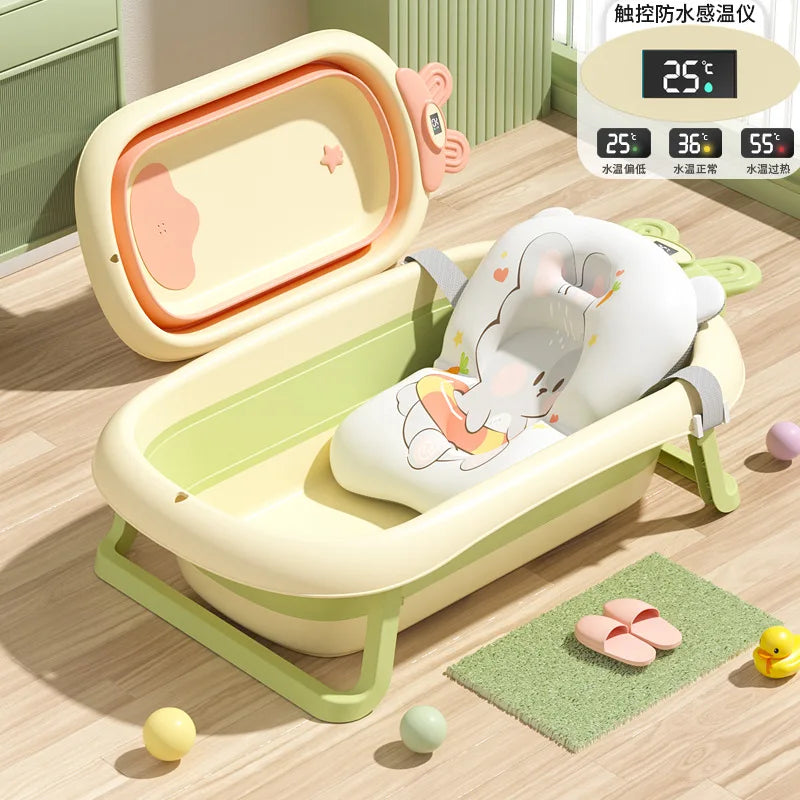 Foldable Temperature Sensor Display Baby Bathtub