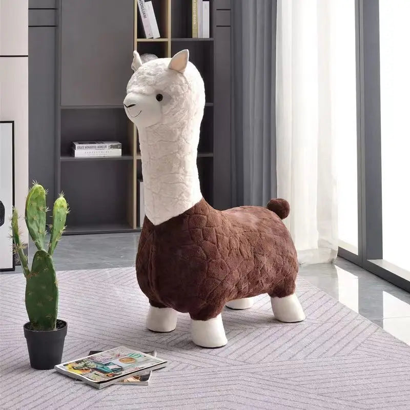 Fluffy Lama Door Entryway Decor Stool