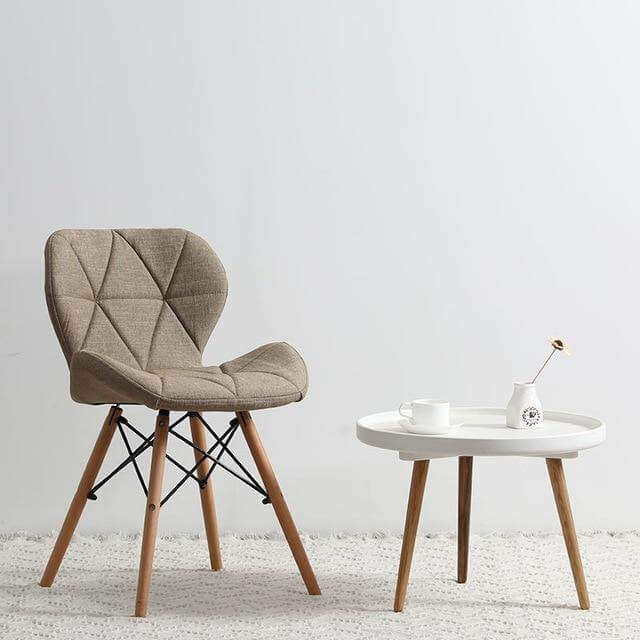 Modern Nordic Leather Wood Chair