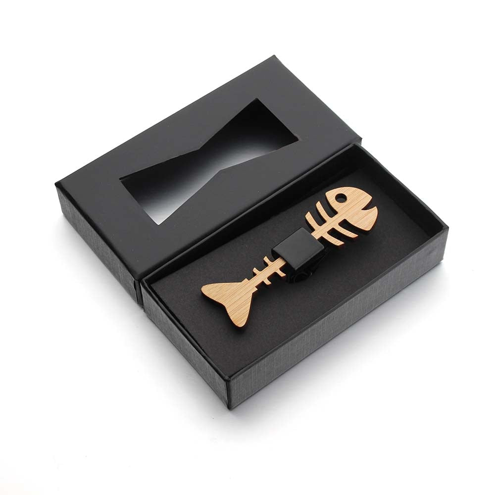 Wooden Fish Skeleton Men Bow Tie