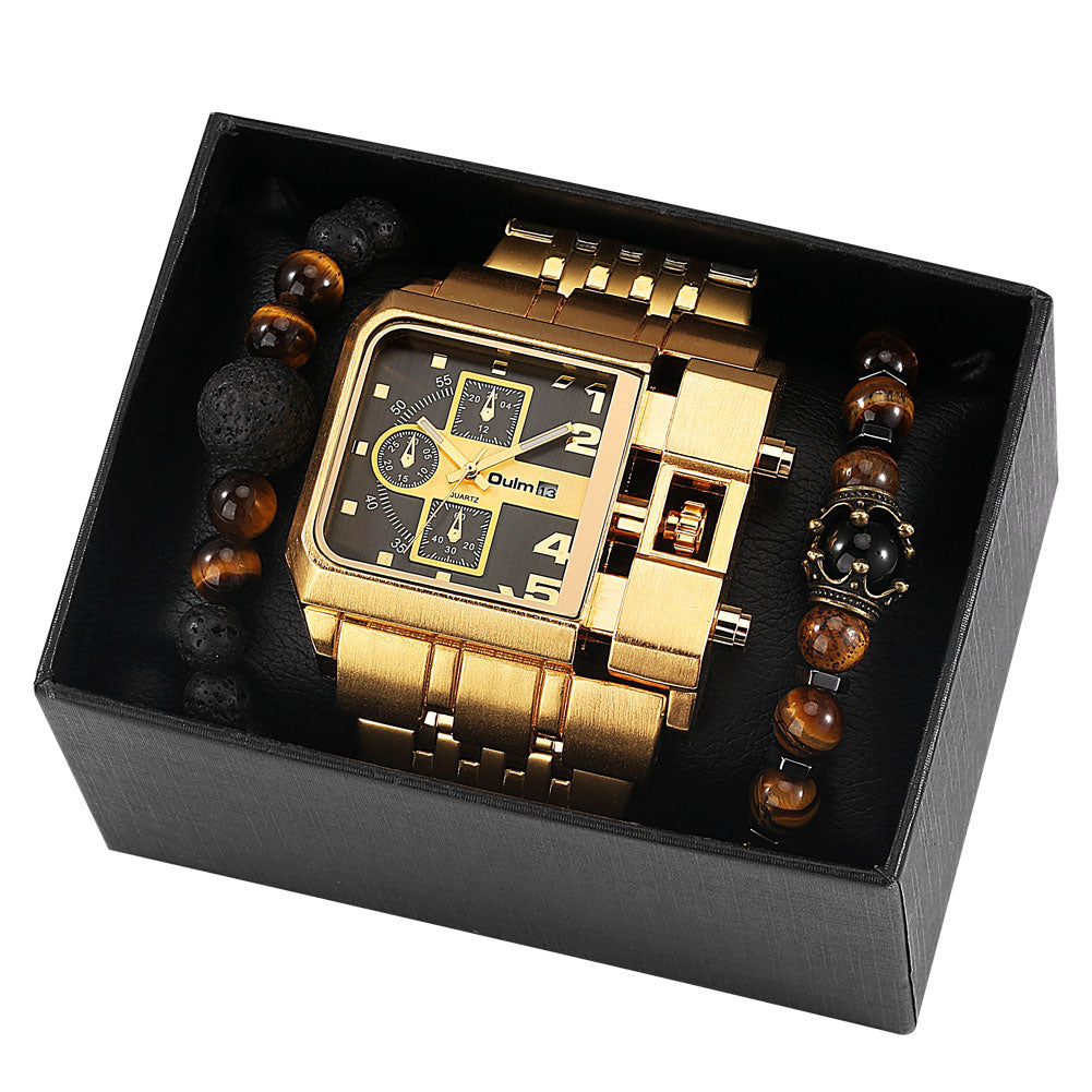 Big Dial Watch Quartz Business Men Gift Set