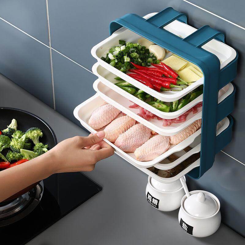 Wall-Mounted Multi Layer Kitchen Food Cooking Organizer