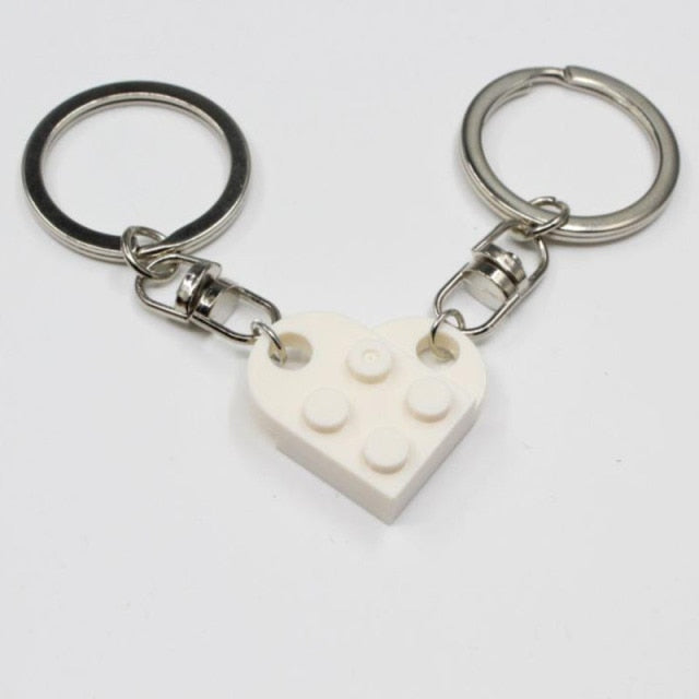 Couples Love Toy Brick Heart Keychain