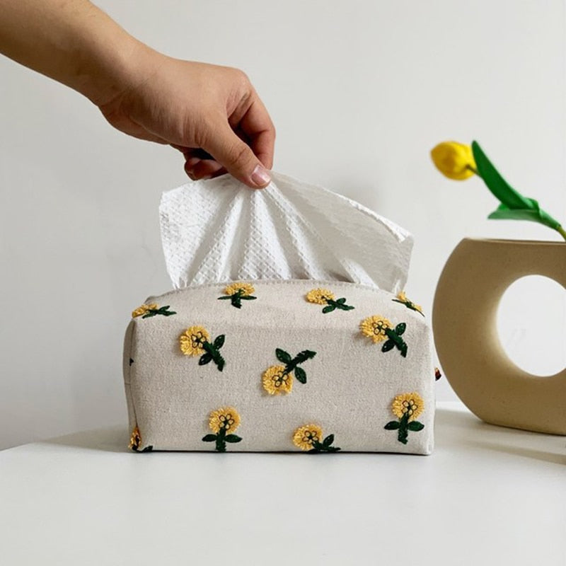 Japanese Style Environment Friendly Flower Tissue Box