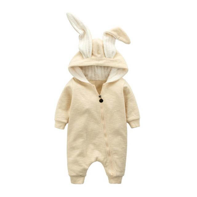 Warm Bunny Ear Rompers Winter Infant Rabbit Style Jumpsuit