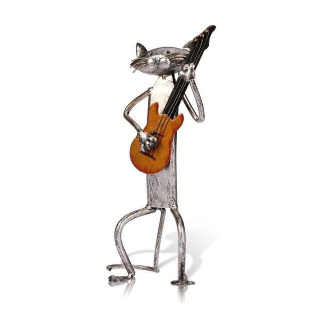 3 Mini Musician Cats Modern Sculpture