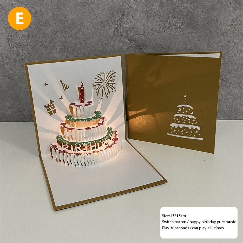 3D Birthday Music Happy Cake Cards