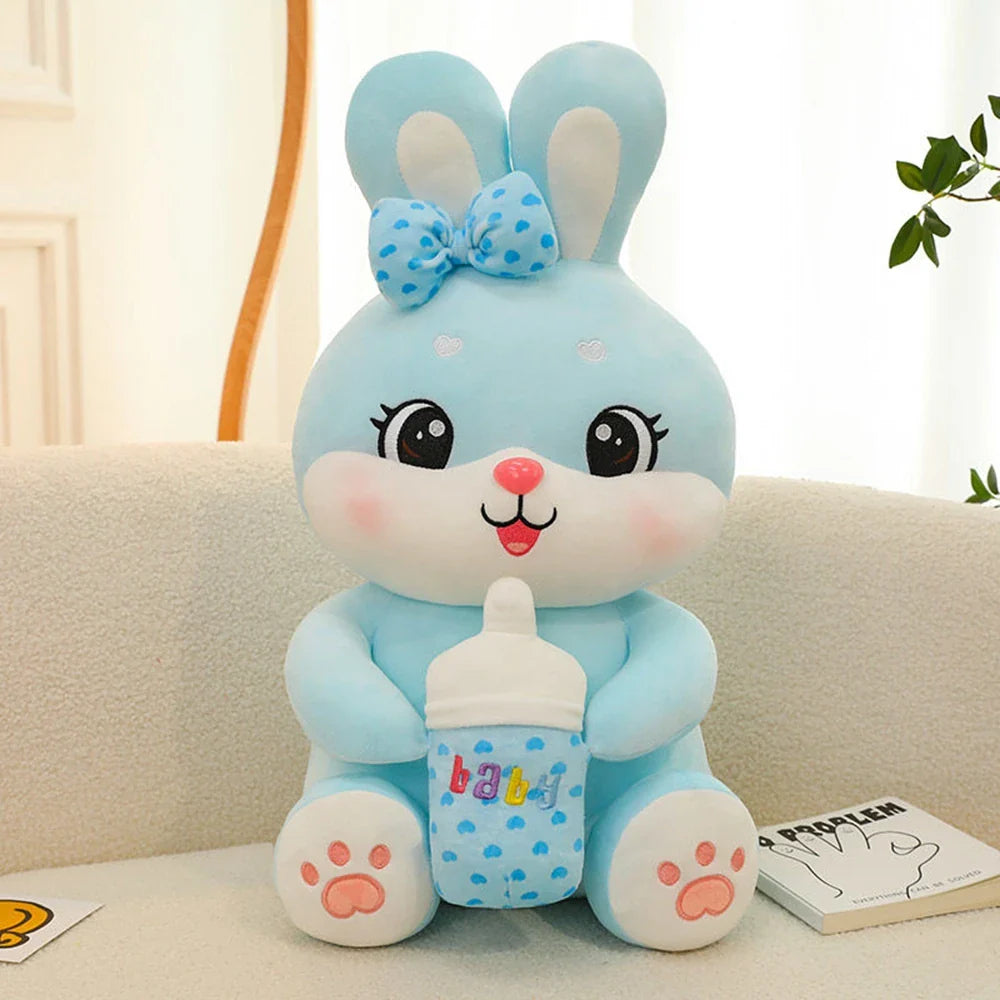 Sweet Bottle-Hugging Bunny Plush