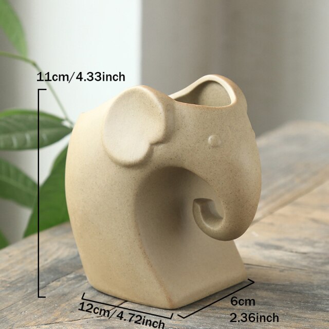 Elephant Minimal Ceramic Flower Pot