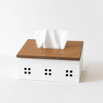 Wooden Nordic House Tissue Box