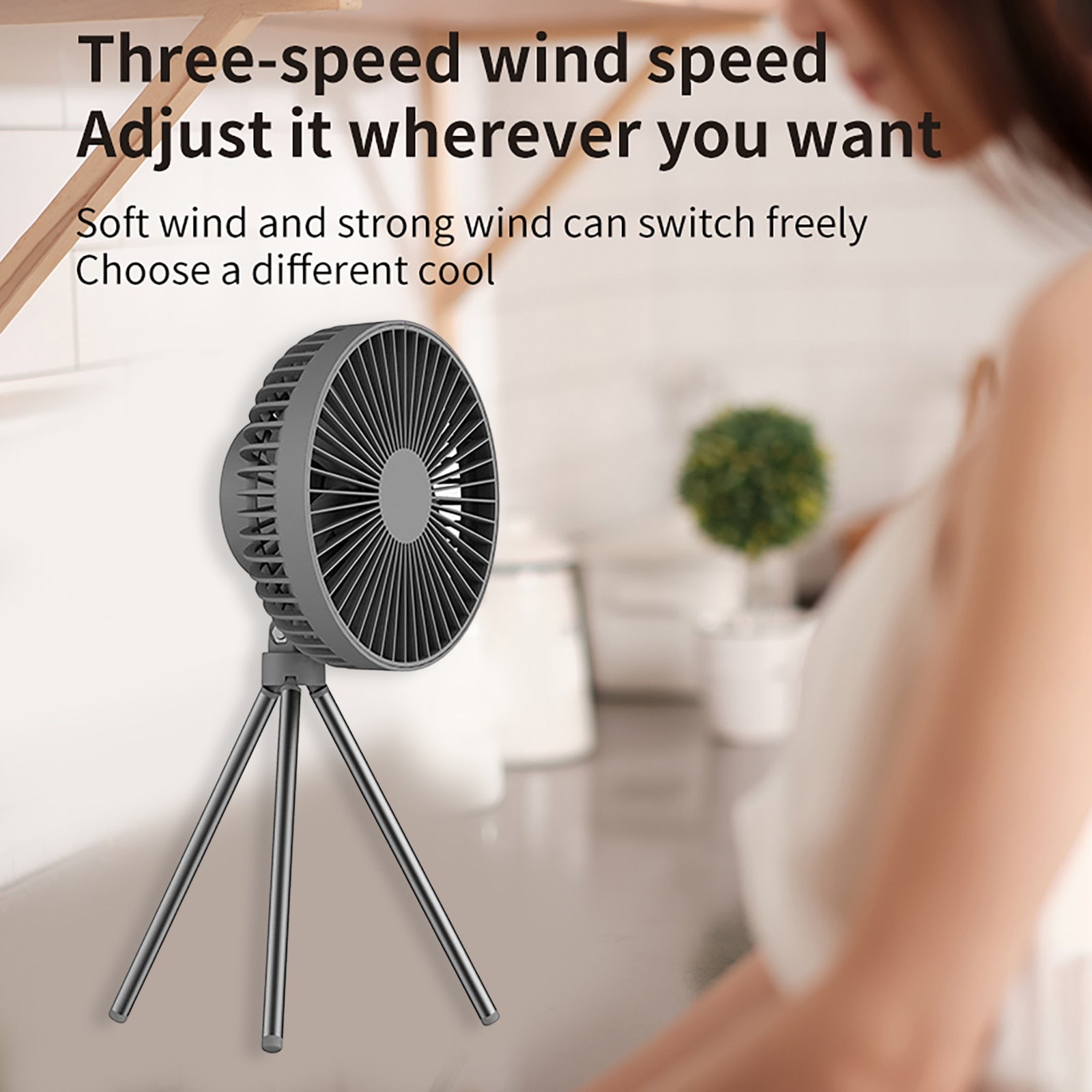 Portable Rechargeable Power Bank Fan Light