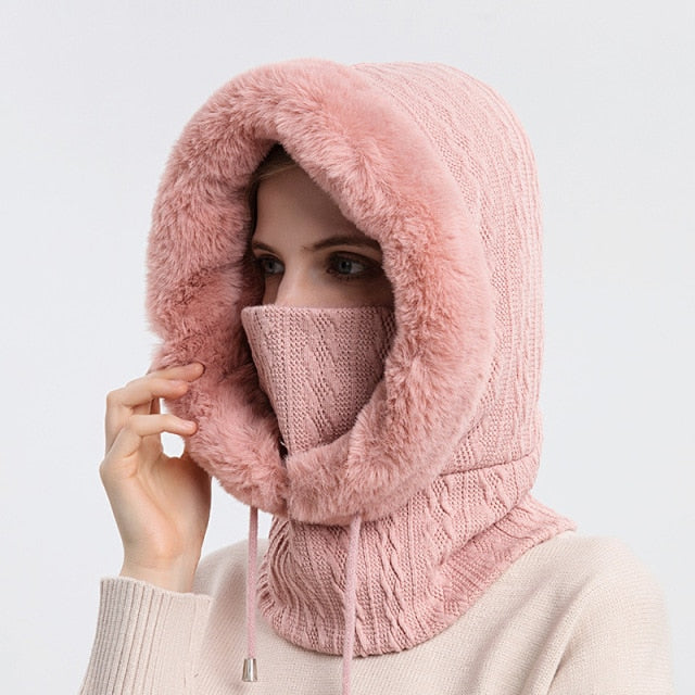 Winter Hooded Warm Thick Mask Hat