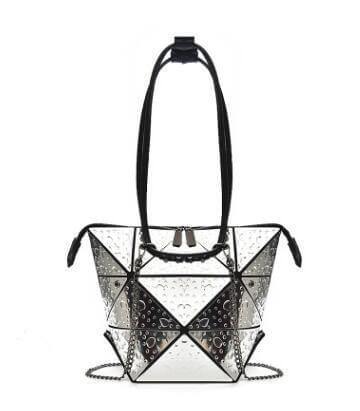 Silver Geometric Women Messenger Bag