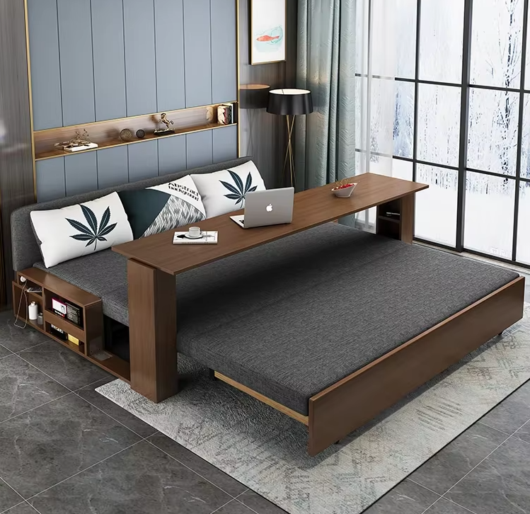 Modern Space Saving Transformable Wooden Foldable Sofa Bed