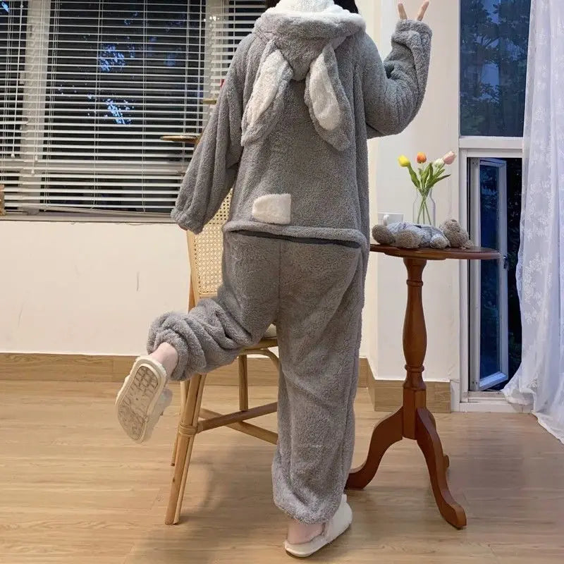 Cozy Bunny Warm Hooded Jumpsuit Pajamas