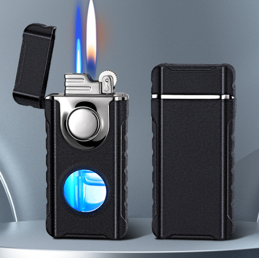 Blue Glow Dual Flame Metal Lighter