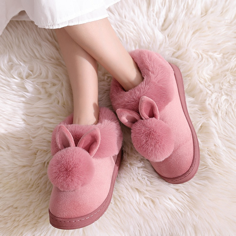 Rabbit Ear Fluffy Indoor Slippers