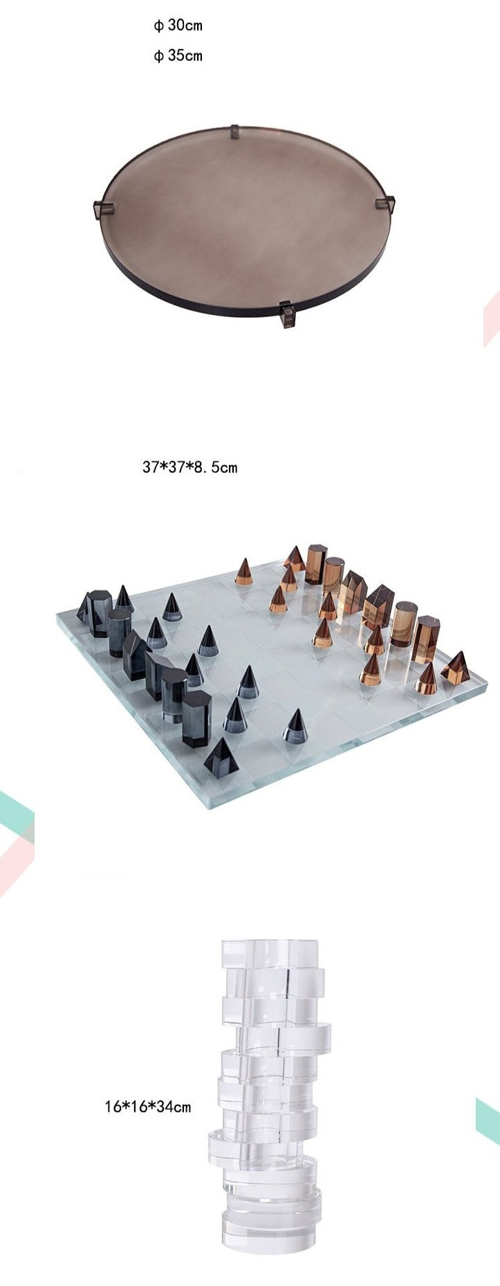 Modern Geometric Crystal Chess Board