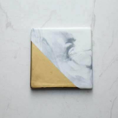 Luxury European Style Marble Stripes Ceramic Coaster