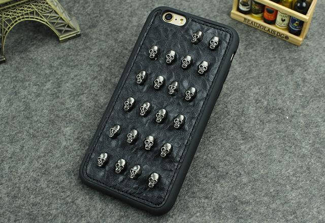 3D Cool Studs Rivet Punk Skull Design Silicone Case For iPhone Models