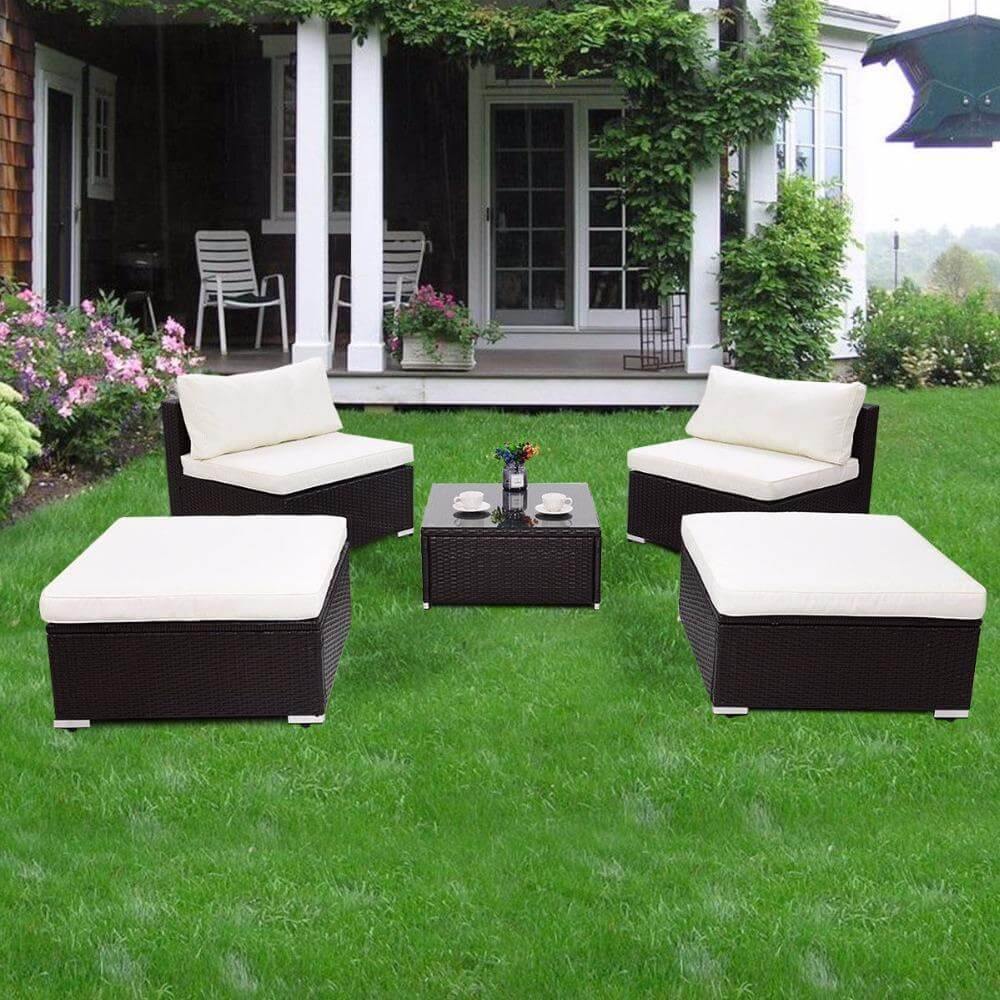 Modern 5 PC Patio Sectional Lounge Furniture