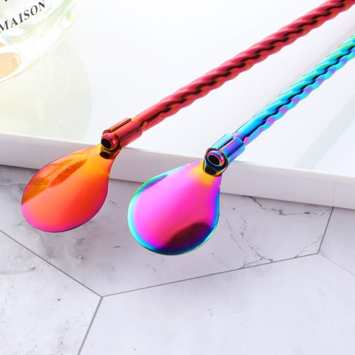 Reusable Long Handle Spoon Straw