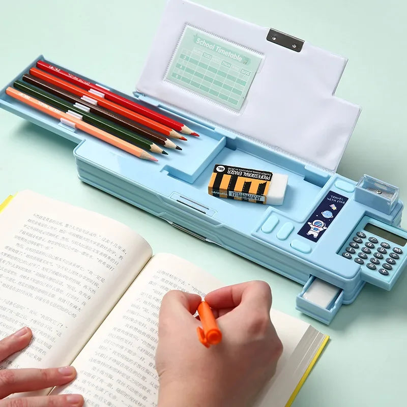 Double-Sided Creative Calculator Cute Kids Pencil Case