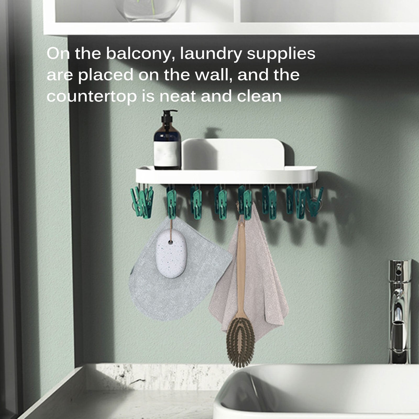 Wall-Mounted Hooks Bathroom Drying Rack