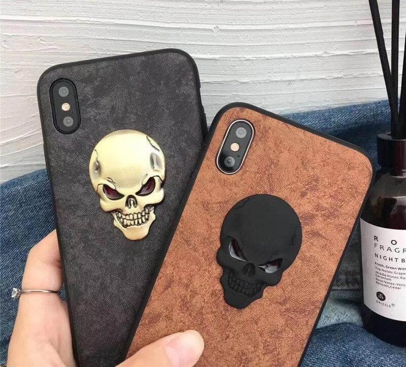 Luxury Real Leather Skull Iphone Cases